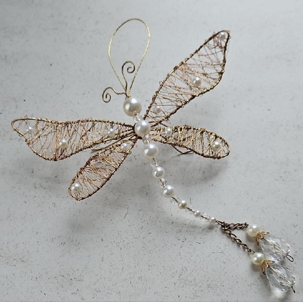 Gold and Pearl Dragonfly Ornament